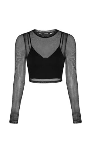 Women’s Sheer Long Sleeve Mesh Crop Top & Tank Top Shirts