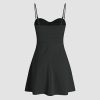 Mini Dress V Neck Sleeveless Bodycon Strappy High Waist Party Dress Flared A Line Short Dresses