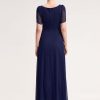 Women's Cap Sleeves Mother of The Bride Dresses Rhinestone Chiffon Maxi Formal Evening Dresses 02400