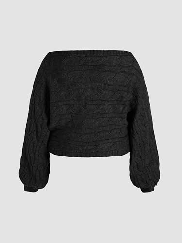 Women’s Boat Neck Dolman Sleeve Knit Sweater Fall Trendy Sweater Pullover Tops Jumper