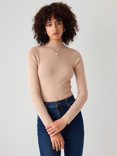 Women’s Mock Turtleneck Tops Long Sleeve High Neck Knit Solid T Shirts Sweaters