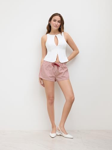 Shorts for Women Cute Stripe Knotted Tie Ultra Short Bottoms Casual Vacation Beach Knotted Micro Shorts