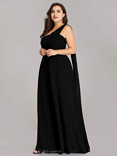 Womens One Shoulder Ruched Empire Waist Chiffon Maxi Plus Size Bridesmaid Dresses 09816-PZUSA