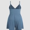 Plus Size Rompers For Curvy Women V Neck Sleeveless Spaghetti Strap Wide Leg Shorts Overalls Jumpsuit Summer Outfits