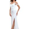 Women's Slit Pearl Chain Cold Shoulder Fishtail Wedding Bridal Gowns Floor‑Length Dress for Bride 01859-PH