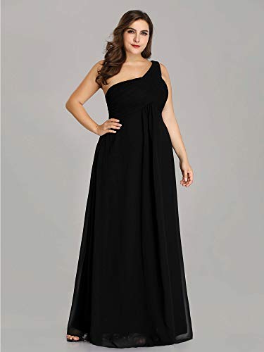 Womens One Shoulder Ruched Empire Waist Chiffon Maxi Plus Size Bridesmaid Dresses 09816-PZUSA
