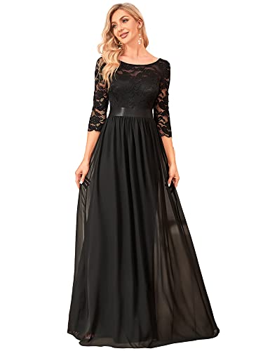 Women's Bridesmaid Dresses 3/4 Sleeve Empire Waist Maxi Mother of The Bride Dresses 07412