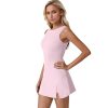 Athletic Dress for Women with Shorts Sleeveless Crew Neck Tennis Dress Sexy Side Slit Golf Atctivedress