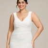 Women's Sleeveless Pleated Bodycon Side Slit Floor Length Plus Size Wedding Dresses 0121B-DAPH