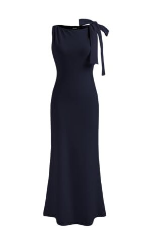 Women Summer Maxi Dresses Sleeveless Wedding Guest Dress Bowknot Boat Neck Formal Gown