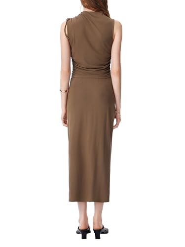 Women's Sleeveless Tie Shoulder Tank Top & Midi Skirt Elegant Set