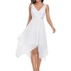 Women's Vintage V Neck Irregular Hem Lace A Line Chiffon Cocktail Dresses 00207