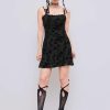 Women's Summer Mini Dress Floral Dresses Sleeveless Lace Mesh Square Neck Spaghetti Strap Short Party Dresses