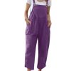 Women Cotton Overalls Casual Loose Adjustable Straps Bib Pants Tulip Hem Baggy Jumpsuits with Pockets PZJ