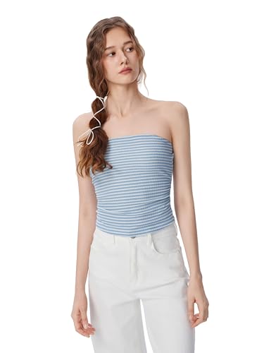 Summer Striped Tube Tops for Women Sleeveless Casual Strapless Crop Tops Trendy