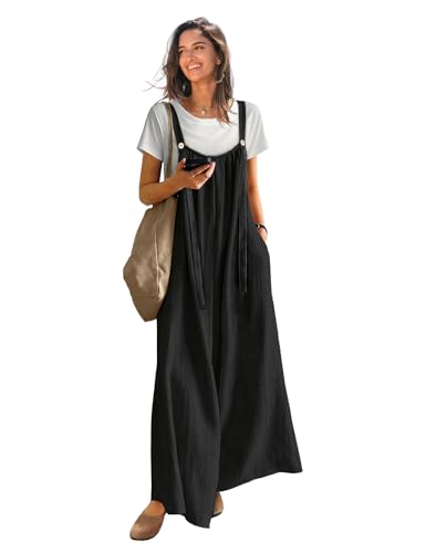 Casual Wide Leg Jumpsuits for Women Boho Floral Pleated Overalls Rompers Summer Outfits with Pockets P0D