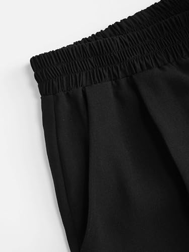 Solid High Waist Pleated Wide Leg Trousers