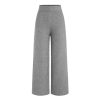 Lounge Pants Women Wide Leg Mid Waist Ribbed Knit Pants Casual Solid Warm Wool-Blend Sweatpants Fall Winter