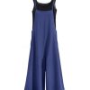 Women Casual Loose Long Bib Pants Wide Leg Jumpsuits Baggy Cotton Rompers Overalls with Pockets PZZTYP2