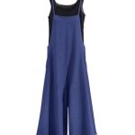 Women Casual Loose Long Bib Pants Wide Leg Jumpsuits Baggy Cotton Rompers Overalls with Pockets PZZTYP2
