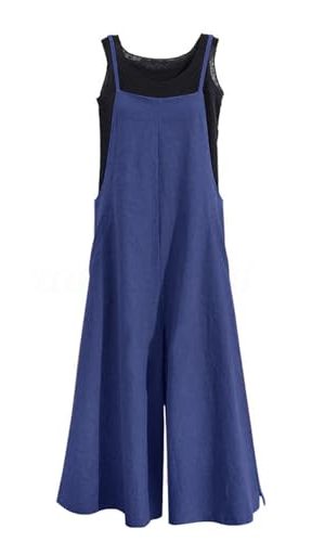 Women Casual Loose Long Bib Pants Wide Leg Jumpsuits Baggy Cotton Rompers Overalls with Pockets PZZTYP2