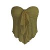 Summer Tube Tops for Women Floral Tie Front Cute Tops Sexy Going Out Tops Trendy Strapless Mesh Flowy Top Casual
