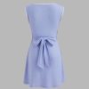 Ruched Women Knotted Sleeveless Cute Dress for Summer Casual Dresses
