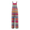 Women's Summer Rompers 2023 Printed Button Up Jumpsuit Casual Loose Sleeveless Rompers with Pockets Rompers