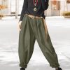 Baggy Cropped Pants for Women Casual Loose Elastic Waist Denim Trousers with Pockets PDJ