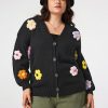 Women’s Floral Cropped Cardigan Cute Flower V Neck Button Down Trendy Sweater