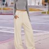 Women's Corduroy Casual Baggy Pants Elastic Waist Wide Leg Trousers with Pockets PCB