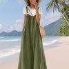 Casual Wide Leg Jumpsuits for Women Boho Floral Pleated Overalls Rompers Summer Outfits with Pockets 2XL P0D Solid Army Green