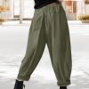 Baggy Cropped Pants for Women Casual Loose Elastic Waist Denim Trousers with Pockets PDJ