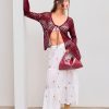 Womens Cardigans Hollow Out Crochet Bell Long Sleeve Tie Front Cover Ups Vacation Outfits