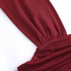 Solid Ruched U-Neckline Ruffle Maxi Dress