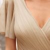 Women's Mother of Bride Dress Double V-Neck Empire Waist Front Wrap Tulle Bridesmaid Dress 07962