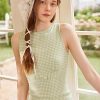 Women's Sleeveless Tank Tops Gingham Cute Bow Summer Tops