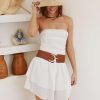 Women's Summer Cocktail Dress - Tube Ruched Ruffle Mini Dress