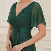 Womens Evening Dresses V Neck Short Sleeves A-line Glitter Formal Dresses 50159