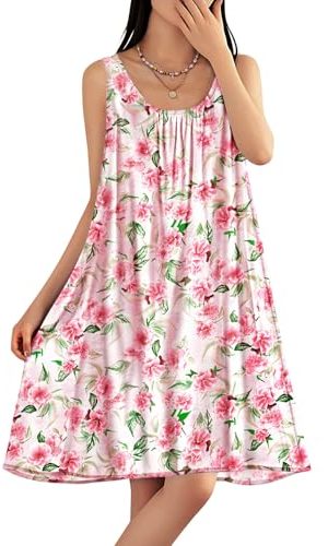 Summer Dresses for Women 2025 Casual Boho Floral Sundresses Sleeveless Scoop Neck Beach Tank Dresses EVS