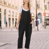 Women's Casual Overalls Summer Rompers Adjustable Spaghetti Straps V Neck Jumpsuits with Pockets PAU