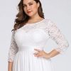 Women's Plus Size A-Line 3/4 Lace Sleeves Chiffon Long Maxi Formal Mother of The Bride Dresses 7412-PZ