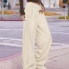 Women's Corduroy Casual Baggy Pants Elastic Waist Wide Leg Trousers with Pockets PCB