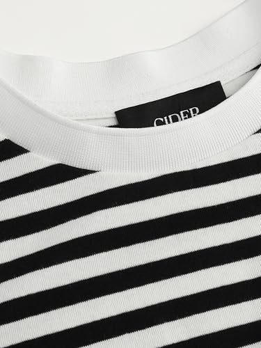 Striped Oversized Top for Women Crew Neck Short Sleeve Loose Casual Tops