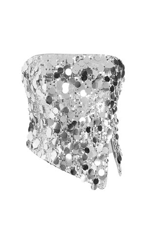 Sequin Asymmetrical Split Tube Crop Top
