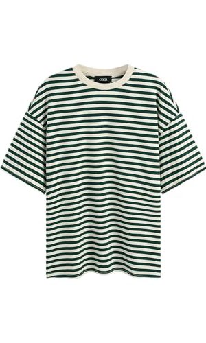 Striped Oversized Top for Women Crew Neck Short Sleeve Loose Casual Tops