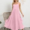 2023 Summer Dresses for Women Solid Casual Loose Bohemian Dress Spaghetti Strap Maxi Dress M01