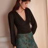 Long Sleeve Body Suits Womens V Neck Bodysuits Ruched Pleated Corset Bodysuit Leotard Trendy