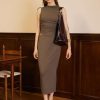 Women's Sleeveless Tie Shoulder Tank Top & Midi Skirt Elegant Set