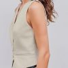 Women's Vest V Neck Sleeveless Linen-blend Work Blazer Vest Crop Button Suit Vest for Summer Casual Trendy